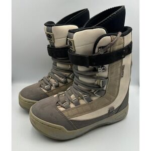Lamar Retro Snowboard Boots Universe Adult W10 M8.5 Tan Gray Lace Up Strap Vtg